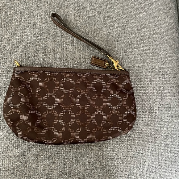 Coach Dark Brown Signature Wristlet in good used condition - Picture 3 of 3